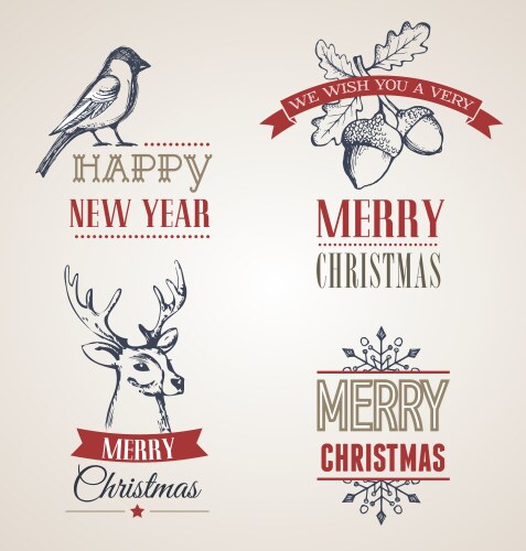 Christmas vintage concept with typography vector image