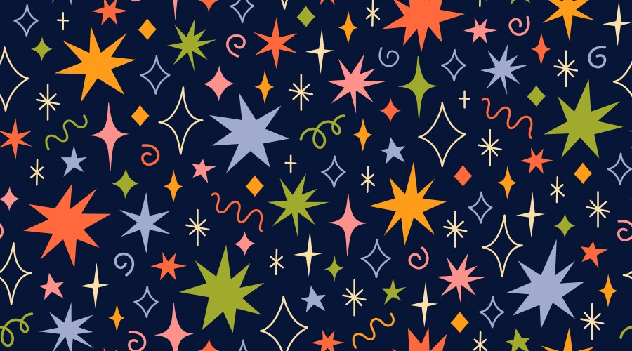 Hand drawn colorful star shapes seamless pattern vector image