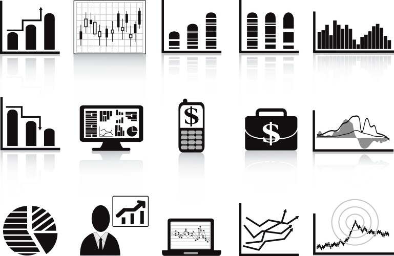 Black business charts icon vector image