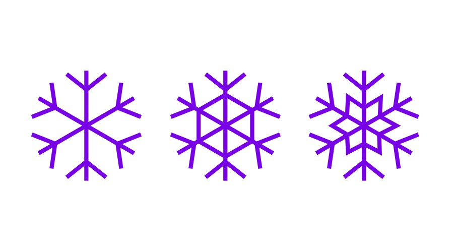 Snow flakes line art outline stroke icons vector image