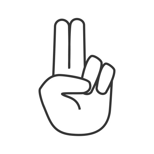 Peace sign gesture line icon vector image