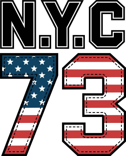 Nyc 73 t-shirt design with american flag style vektorbild