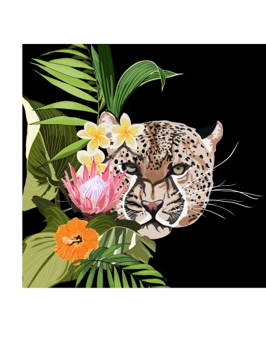 Graceful leopard and tropical flowers vector image