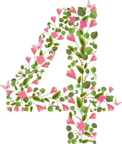 Floral font with spring pink flowers romantic vector image