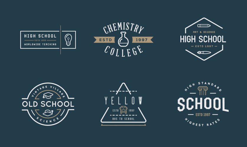 Set of school or college identity elements can vector image