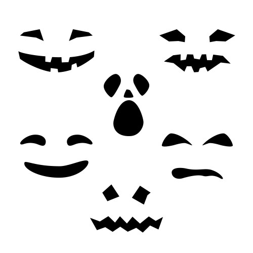 Silhouette of scary smug smiles for pumpkin vector image