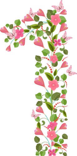 Floral font with spring pink flowers romantic vector image