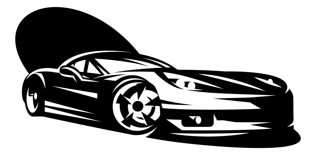 Black sportcar element for design monochrome vector image