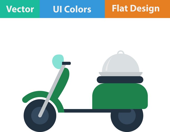 Flat design icon of delivering motorcycle vector image