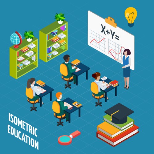 school education isometric concept vector image