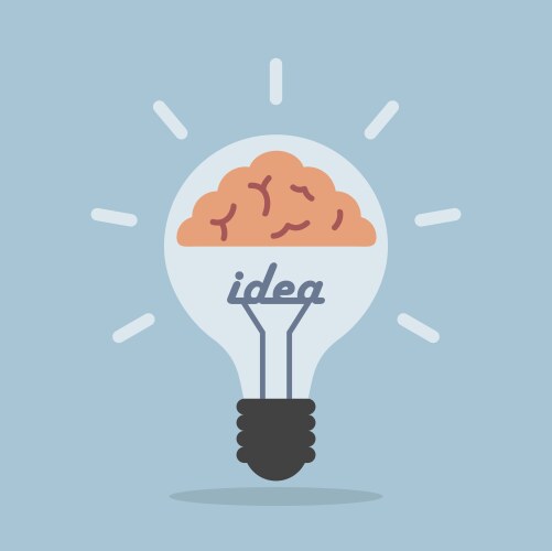 Light bulb with brain idea concept vector image