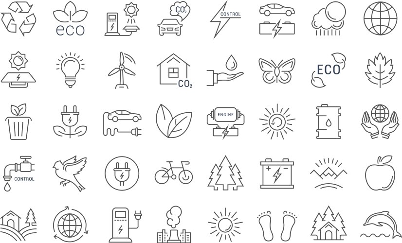 Set flat line icons eco and bio vector image