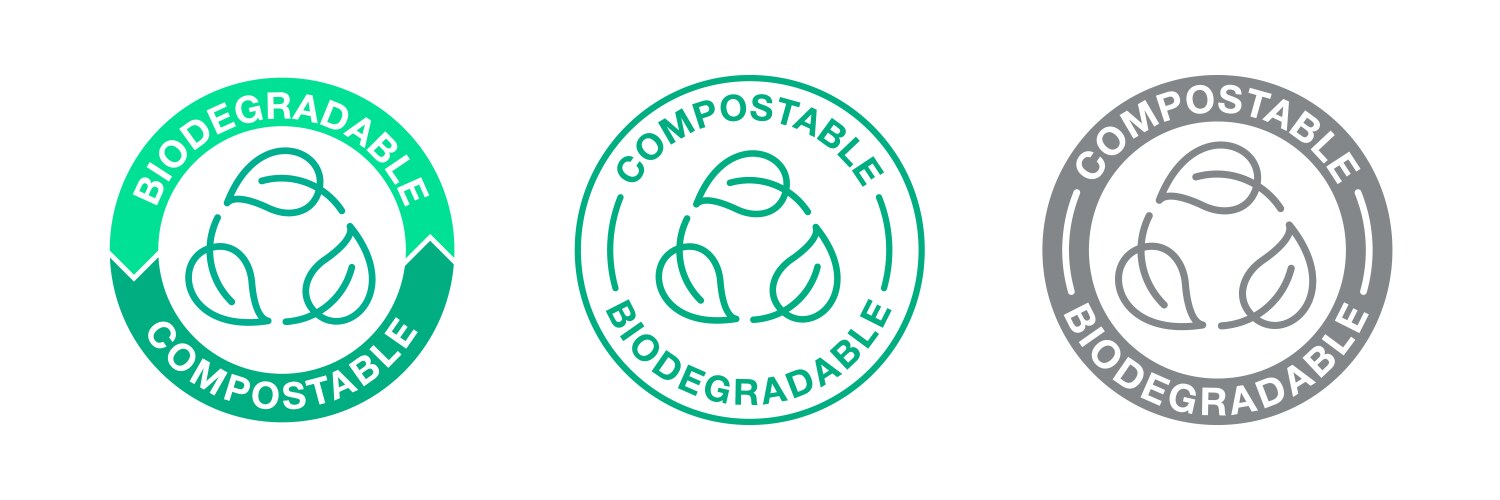 biodegradable compostable icons bio recyclable vector image