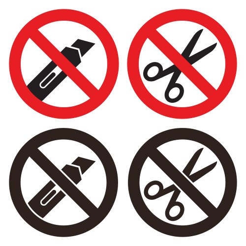 Do not open with a knife or scissors sign vector image