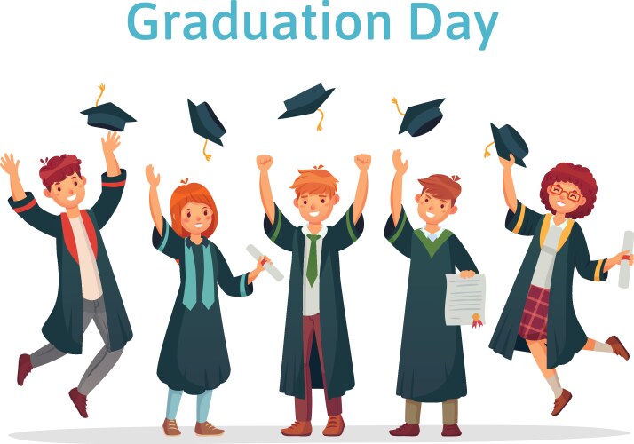 Graduate students graduation day of university vector image