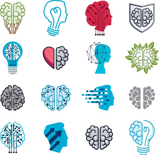 Brain and intelligence icons or logos concepts vector image