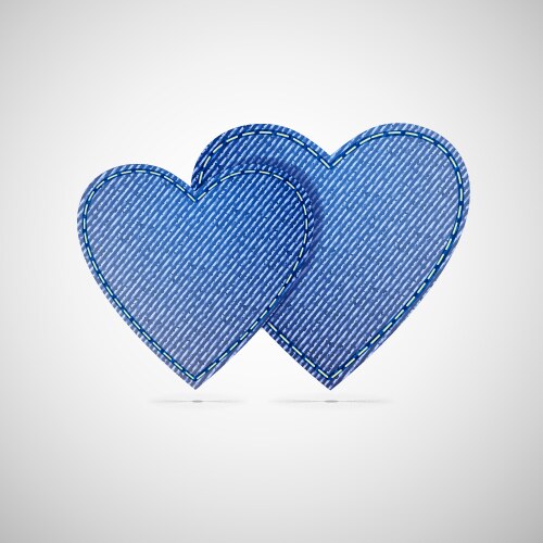 Denim hearts vector image