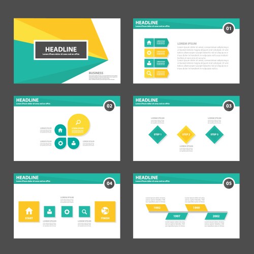 Green yellow presentation templates infographic el vector image