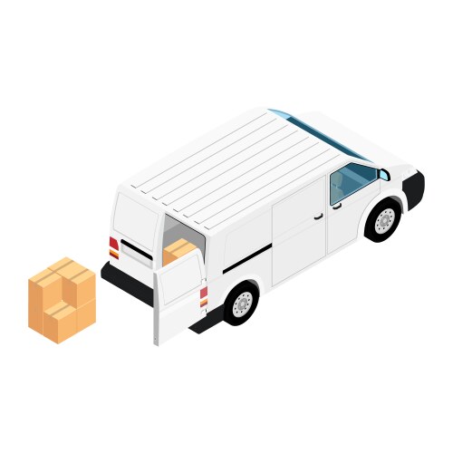 White minivan cargo delivery van deliver vector image