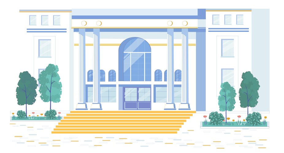 Classic building entrance and facade with columns vector image