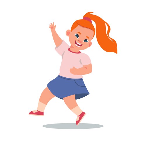 Cute girl cartoon happy red head child smiling vector image