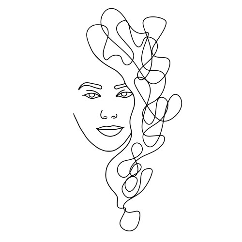 Line art abstract beautiful female face 8 vector image