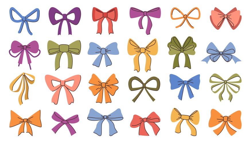 Cute textile ribbon bows from satin vector image