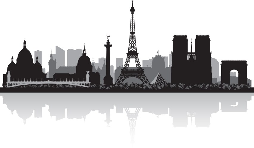 Paris france city skyline silhouette vector image