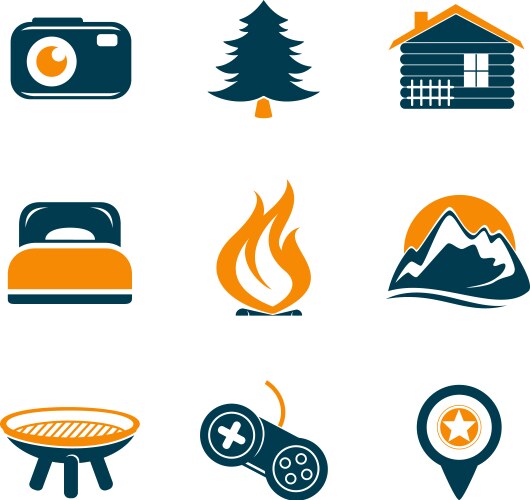 Travel and outdoor icons set vector image