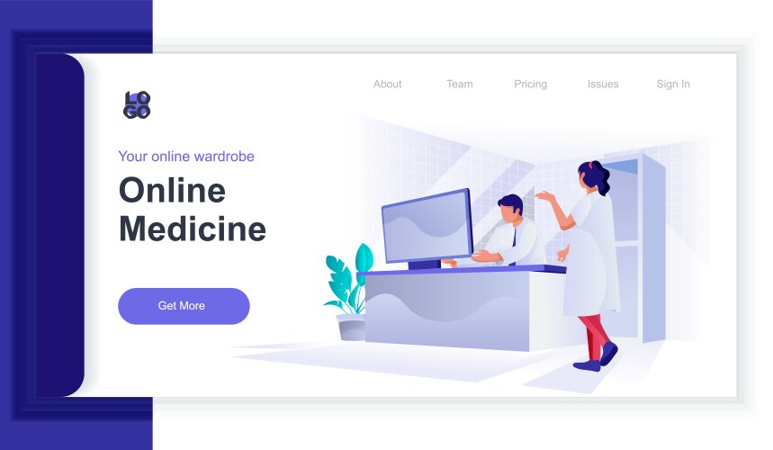 Online medicine concept 3d isometric web banner vector image