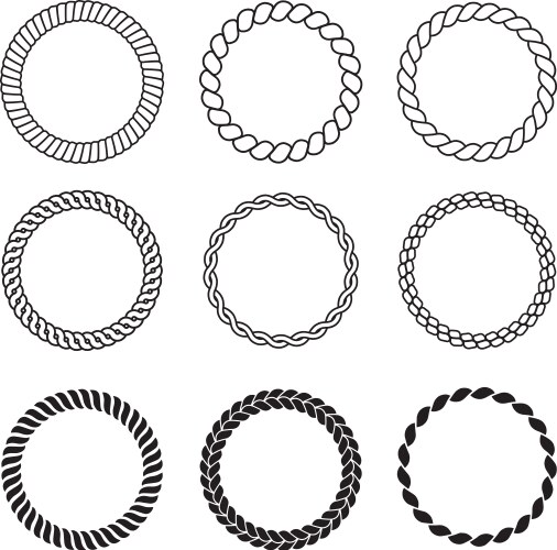 Round rope frames cable circle shapes strength vector image