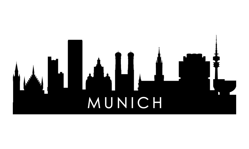 Munich skyline silhouette black city vector image