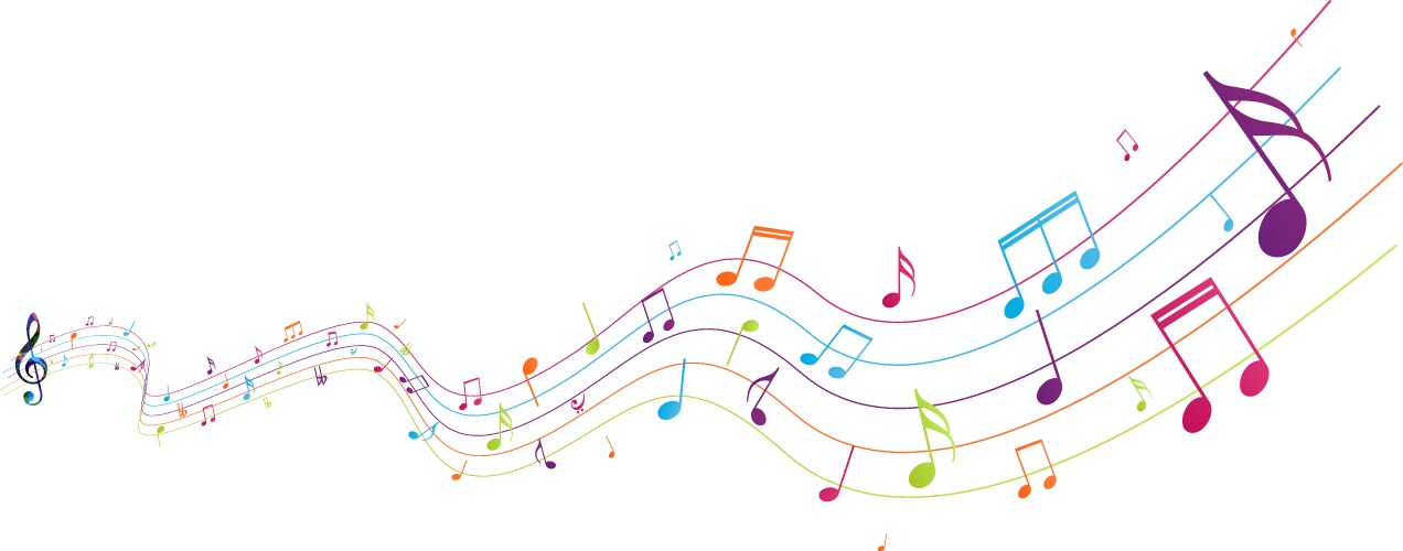 Colorful music notes background isolated on white vector image