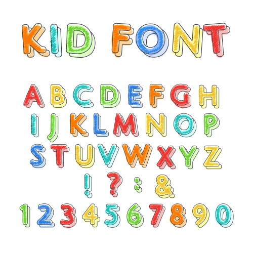 Colorful doodle alphabet vector image