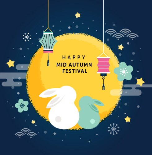 Happy mid autumn festival vector image