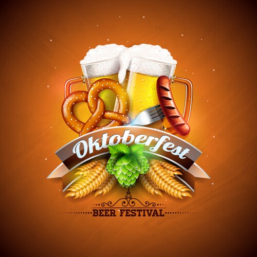 oktoberfest banner with fresh beer vector image