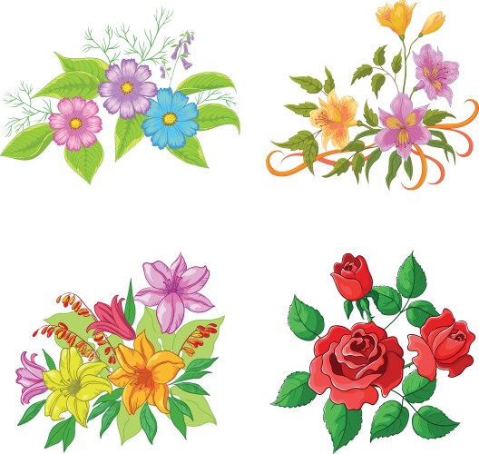 Cultivated flowers set vector image