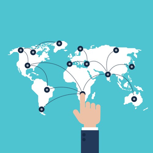 Global business communication connection network vector image