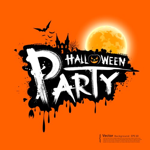 Happy halloween party text design vector image