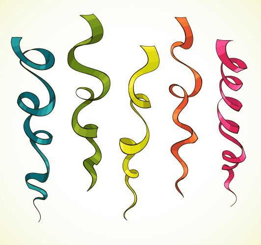 Party serpentine ribbons celebration vector image