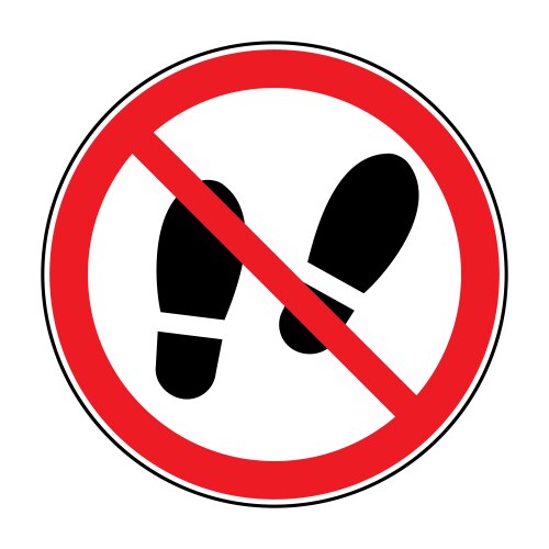 No shoes sign warning vector image