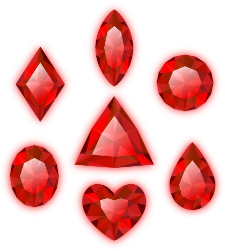 Set of red gems isolated on white vector image