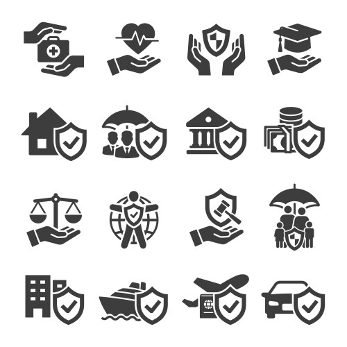 set insurance icons vector image