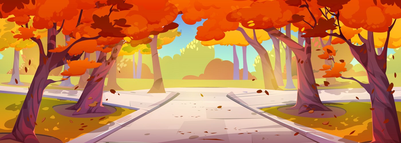 Autumn scenery city park landscape with trees vector image