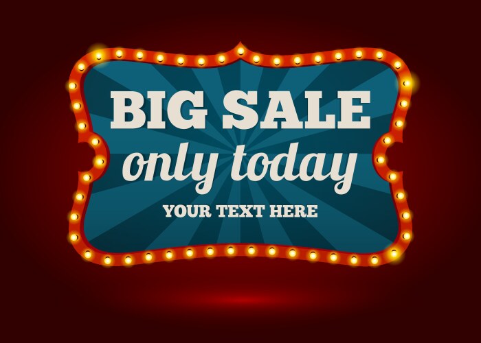 Neon advertising sign - big sale vector image