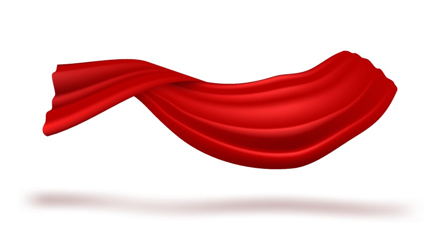 Red silk fabric flying on white banner template vector image