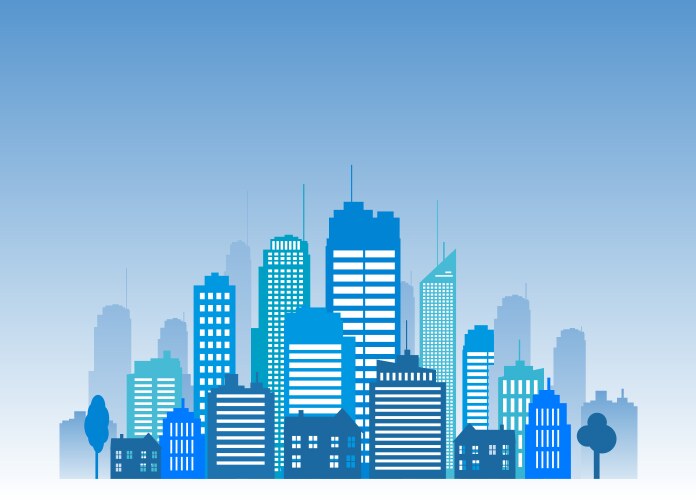 cities blue buidling design vector image