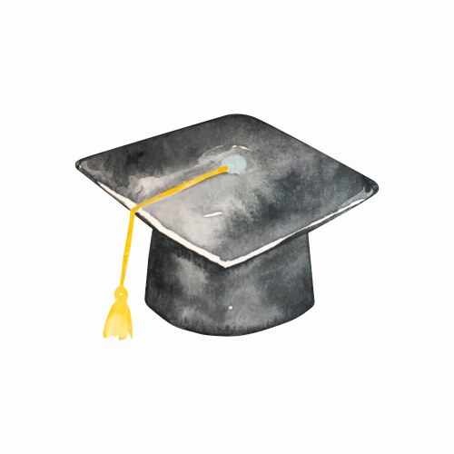 Watercolor graduate hat vector image