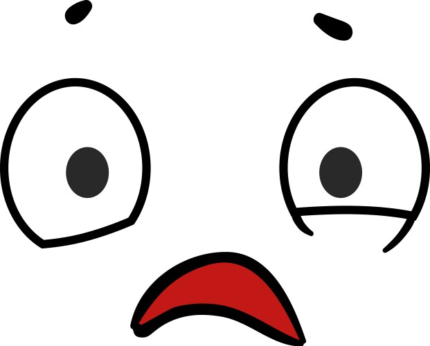 Worried face emoji hushed feeling comic vector image