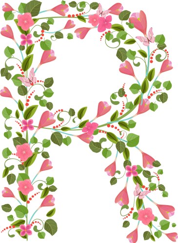 Floral font with spring pink flowers romantic vector image